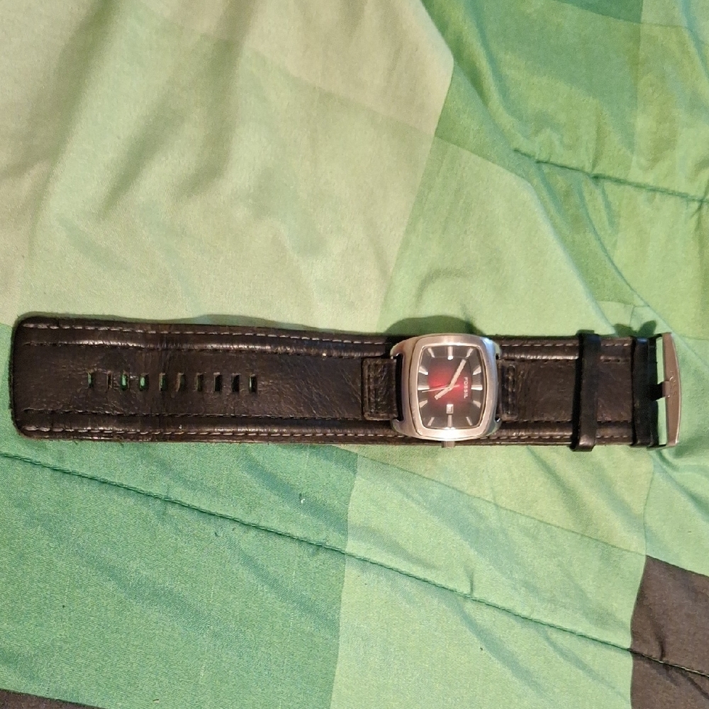 Fossil Black and Red Watch with Classic Design. Need Batteries